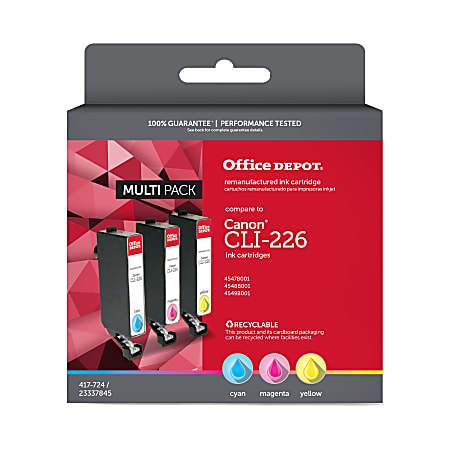 Office Depot® Brand Remanufactured Cyan, Magenta, Yellow Ink Cartridge Replacement For Canon® CLI-226, Pack Of 3