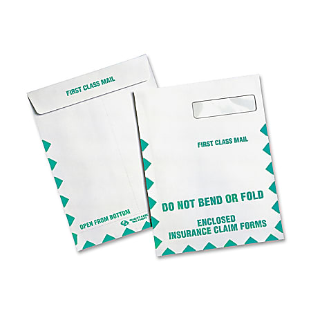 Quality Park® #10 Do Not Bend Insurance Claim Envelopes, Top Right Window, Self-Adhesive, White, Box Of 100