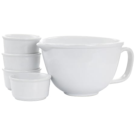 Gibson Elite Gracious Dining 5-Piece Ramekin And Mixing Bowl Set, White
