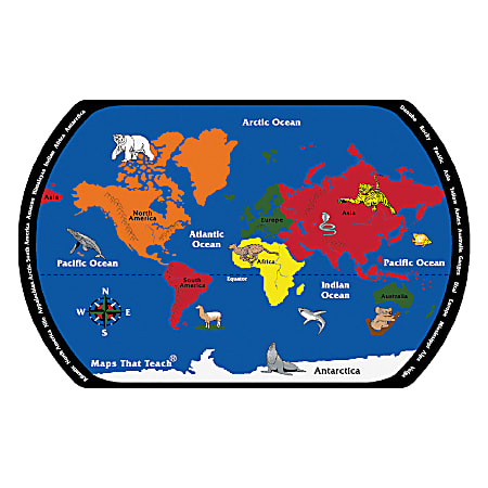 Flagship Carpets Printed Rug Rug, 8'H x 12'W, Maps That Teach