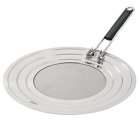 Oster Baldwyn Stainless Steel Round Splatter Guard With Foldable Handle, 12”, Silver