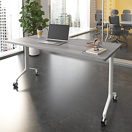 Bush Business Furniture Synergy 60-inch Rectangle Modular Office Conference Table, Platinum Gray, Standard Delivery