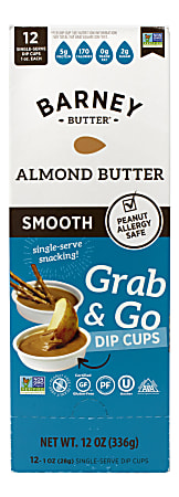 Barney Butter Almond Butter Grab & Go Dip Cups, 1 Oz, Box Of 12 Cups