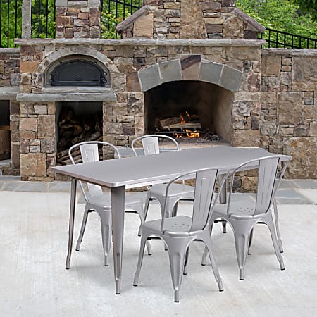 Flash furniture metal discount indoor outdoor stackable chair