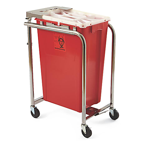 Medline Rolling Foot Pedal Cart, For 18-Gallon Sharps Containers, 31"H x 15"W x 21"D, Chrome