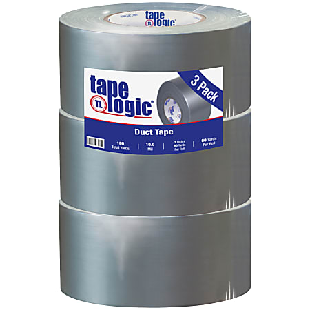 Tape Logic® Color Duct Tape, 3" Core, 3" x 180', Silver, Case Of 3