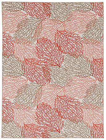Linon Washable Area Rug, 5' x 7', Corie Ivory/Coral