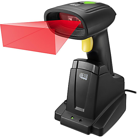 Adesso NuScan 7400TR Handheld Barcode Scanner - Wireless Connectivity - 200 scan/s - 1D, 2D - CMOS - , Radio Frequency - Black - USB