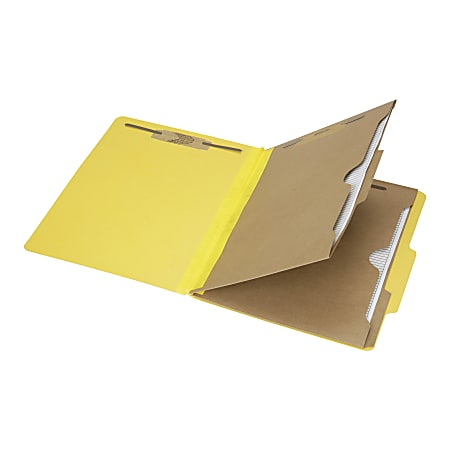 SKILCRAFT® 6-Part 2" Prong Expandable Classification Folders, Letter Size, 30% Recycled, Yellow, Box Of 10 (AbilityOne 7530-01-600-6975)