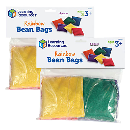 Learning Resources Bean Bags, 4" x 4", Rainbow, 6 Bean Bags Per Set, Pack Of 2 Sets