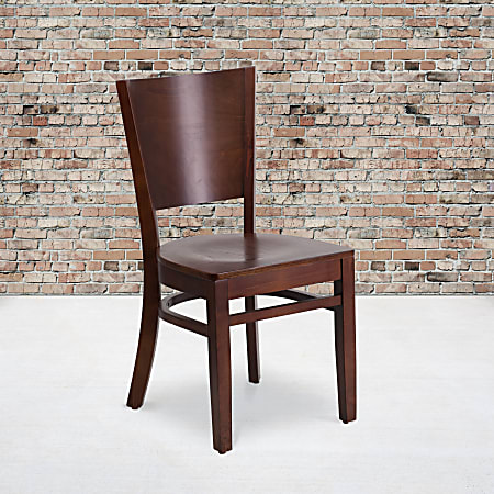 Flash Furniture Solid Back Wood Restaurant Chair, Walnut Seat/Walnut Frame