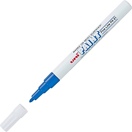 Uni-Ball Oil-Base Fine Line uni Paint Markers - Fine Marker Point - Blue Oil Based Ink - 1 Each