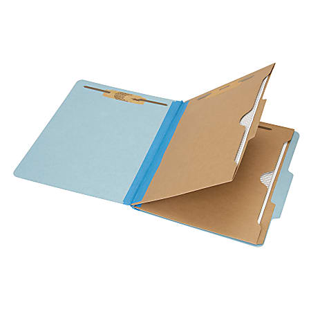 SKILCRAFT® 6-Part 2" Prong Expandable Classification Folders, Letter Size, 30% Recycled, Light Blue, Box Of 10 (AbilityOne 7530-01-600-6984)