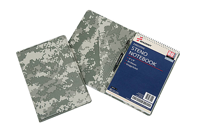 SKILCRAFT® 30% Recycled Steno Pad Holder, 6" x 9", Camouflage