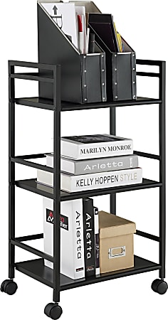 Ameriwood&trade; Home Marshall 3-Shelf Metal Rolling Utility Cart, Black