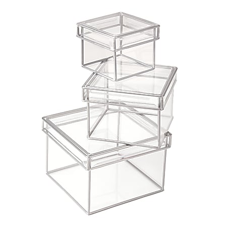 Divoga™ Storage Boxes, Small/Medium/Large, Clear, Pack Of 3
