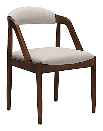 Zuo Modern Jefferson Dining Chair, Beige/Walnut