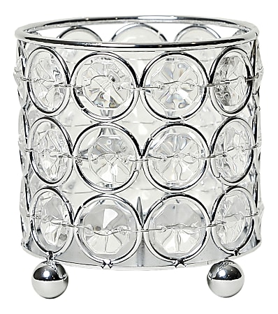 Elegant Designs Elipse Crystal Decorative Vase, 3-1/4" x 3-1/4", Chrome