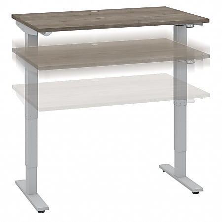 Bush Business Furniture Move 40 48"W Electric Height-Adjustable Standing Computer Desk, Modern Hickory/Cool Gray Metallic, Standard Delivery