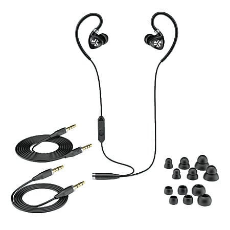 JLab Audio Fit 2.0 Sport Earbuds, Black