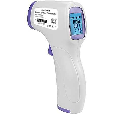 Adesso Non-Contact Infrared Forehead Thermometer, White/Purple