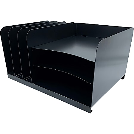 Huron Combo Slots Desk Organizer, 6 Compartment(s), Horizontal/Vertical, 8"H x 15"W x 11"D, Durable, Black, Steel