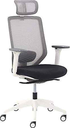 True Commercial Phoenix Ergonomic Mesh/Fabric High-Back Executive Chair With Headrest, Black/Off-White