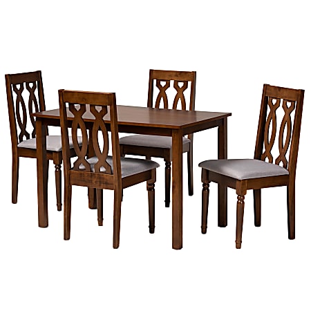 Baxton Studio Kasia Dining Set, 29-5/16"H x 43-5/16"W x 27-9/16"D, Gray/Walnut