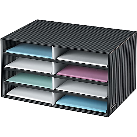 Bankers Box Literature Sorter, 10 1/4" x 19 1/2" x 12 3/8", Black/Gray Pinstripe