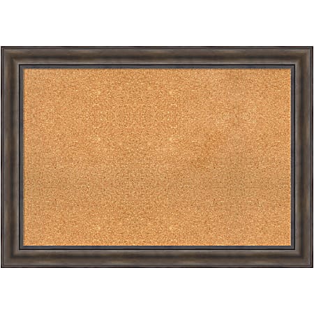 Amanti Art Cork Bulletin Board, 41" x 29", Natural, Rustic Pine Brown Wood Frame