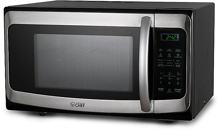 Commercial Chef 1.1 Cu. Ft. 1000W Countertop Microwave Oven SilverBlack -  Office Depot