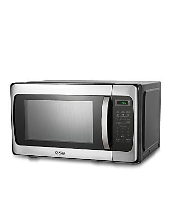 Commercial Chef 1.1 Cu. Ft. 1000W Countertop Microwave Oven, Silver/Black