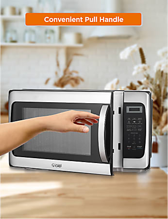 Commercial Chef Countertop Microwave, 1.1 cu. ft., Black With Stainless  Steel Trim 