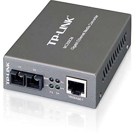 TP-LINK MC200CM Gigabit Media Converter, 1000Mbps RJ45 to 1000M multi-mode SC fiber, up to 550m/1800ft, chassis mountable - 1 x Network (RJ-45) - 1000Base-T, 1000Base-FX - External"