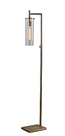 Adesso® Dalton 1-Light Floor Lamp, 62"H, Clear Shade/Antique Brass Base