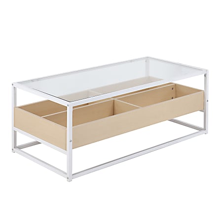 LumiSource Display Contemporary Coffee Table, 16-1/2”H x 43-1/2”W x 22”D, White/Natural