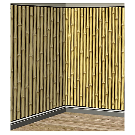 Amscan Summer Luau Bamboo Scene Setter Room Roll, 48" x 480", Brown