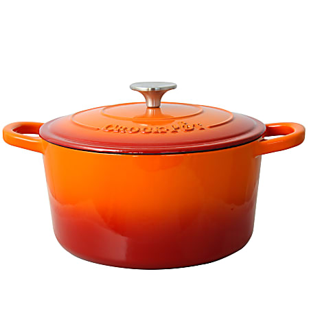 Crock Pot Artisan 5-Quart Enameled Cast Iron Dutch Oven, Sunset Orange