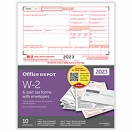 Office Depot® Brand W-2 Laser Tax Forms And