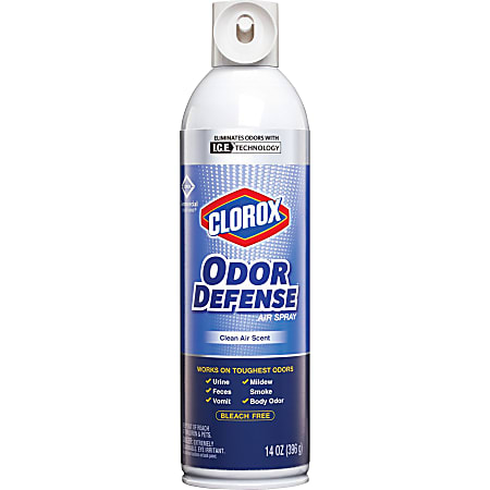 Clorox Odor Defense Clean Scent Air Aerosol Spray - Aerosol - 14 fl oz (0.4 quart) - Clean Air - 12 / Carton - Odor Neutralizer, Long Lasting, Bleach-free