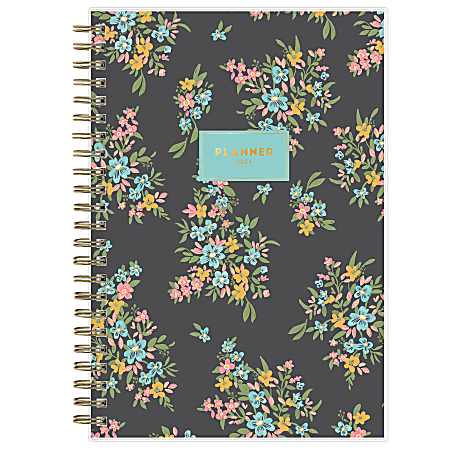 2024 Blue Sky™ Winnie Charcoal Weekly/Monthly Planning Calendar, 5" x 8", Gray, January to December