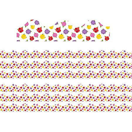Eureka School Deco Trim, A Teachable Town Floral, 37’ Per Pack, Set Of 6 Packs