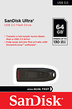 maksimere Clancy luft SanDisk Ultra USB 3.0 Flash Drive 64GB - Office Depot