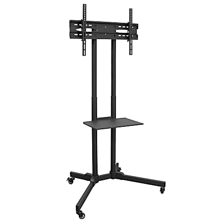 Mount-It! MI-2876 Adjustable Mobile TV Cart For 32" - 65" TVs, 34"H x 12-1/2"W x 5"D, Black