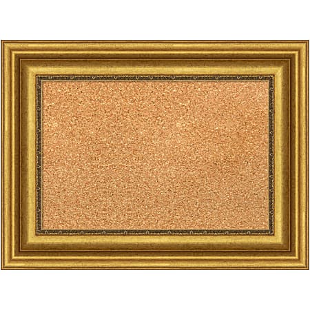 Amanti Art Non-Magnetic Cork Bulletin Board, 24" x 18", Natural, Parlor Gold Plastic Frame