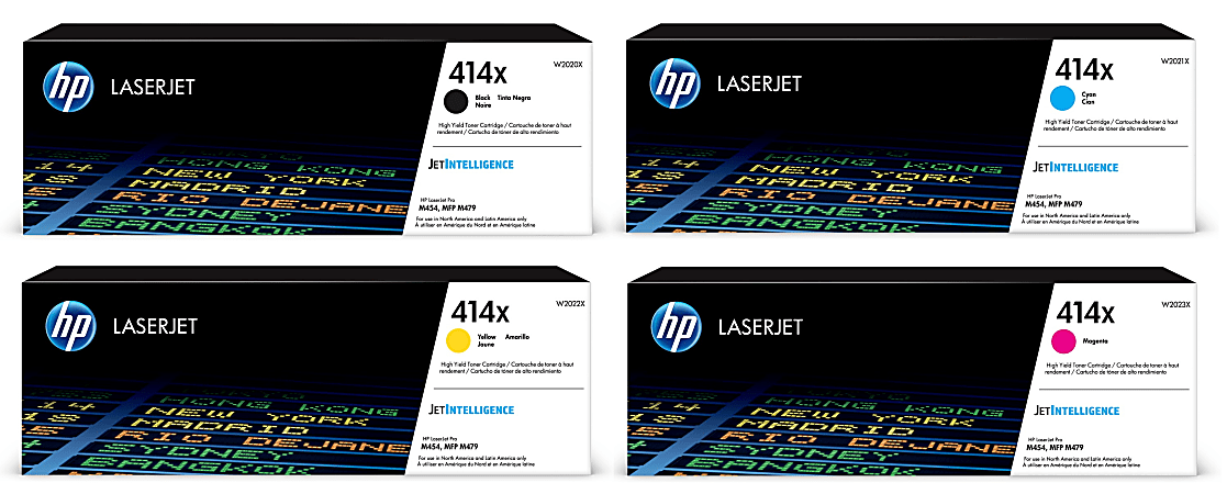 HP 414X HP414XSET-OD High-Yield 4-Color Original Toner Cartridges, Pack Of 4 Cartridges