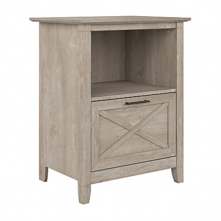 Bush Furniture Key West 24 W Lateral File Cabinet With Shelf Washed Gray Standard Delivery Office Depot