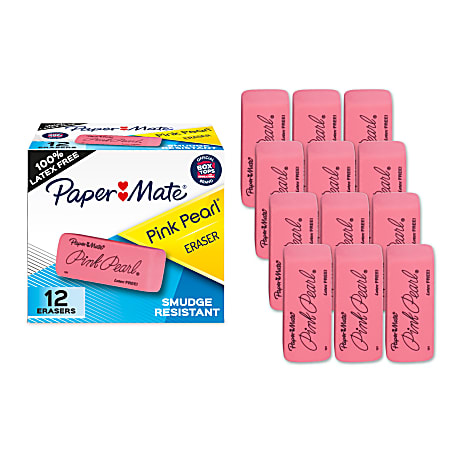 Paper Mate® Pink Pearl® Erasers, Large, Box Of 12