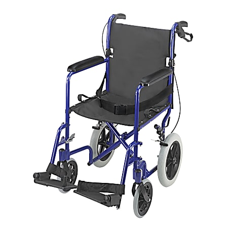 DMI® Folding Transport Chair, 38"H x 22"W x 33"D, Royal Blue
