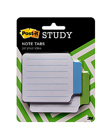 Post-it® Notes Study Note Tabs, 3 3/8" x 2 3/4", Assorted Colors, 10 Tabs Per Pad, Pack Of 2